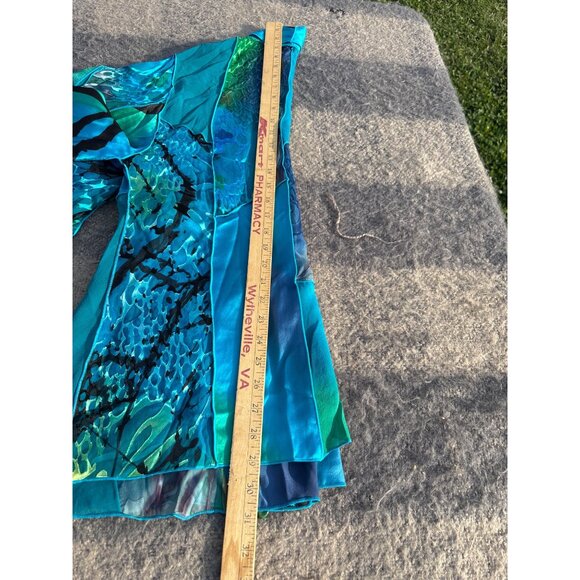 Drapers & Damons Silk Cardigan Patchwork Open Front Sz M Fairy Glam Flowy Dressy - Picture 8 of 12